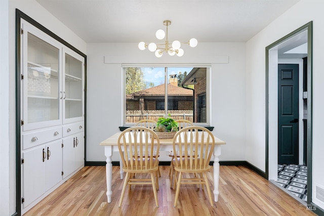 1706 Hervey, Boise, ID 83705 - dining room featuring baseboards, a chandelier, and light wood-type flooring
