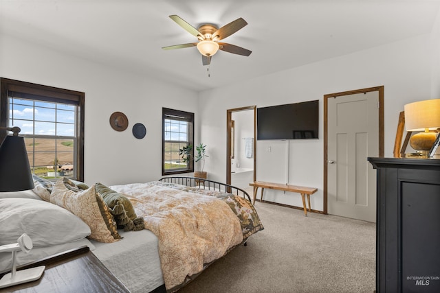 2510 Westridge Ct, Clarkston, WA 99403 - bedroom with a ceiling fan and light colored carpet