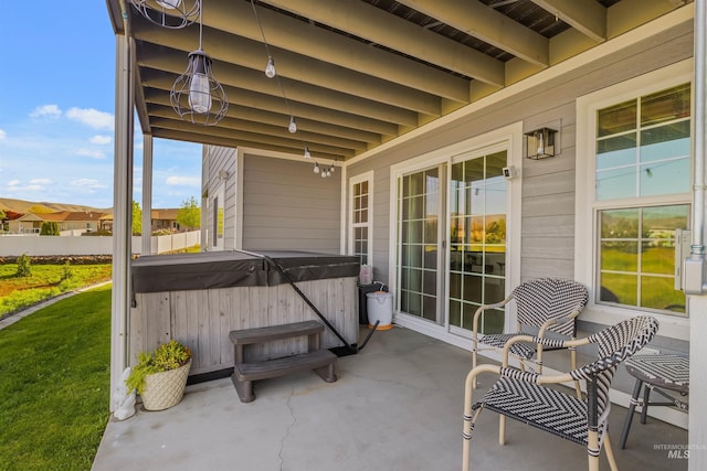 2510 Westridge Ct, Clarkston, WA 99403 - view of patio featuring a hot tub and fence