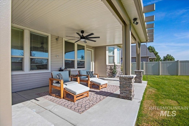 view of patio / terrace with ceiling fan