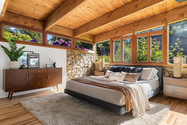2036 N Blaine Way, Boise, ID 83702 - bedroom with wood ceiling with exposed beams and light wood-style floors