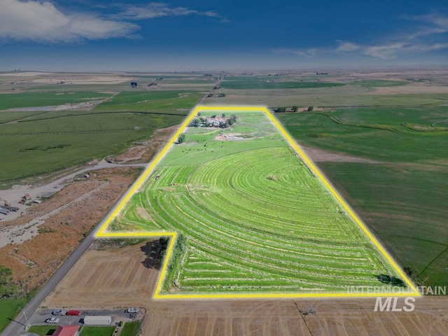 aerial view featuring a rural view