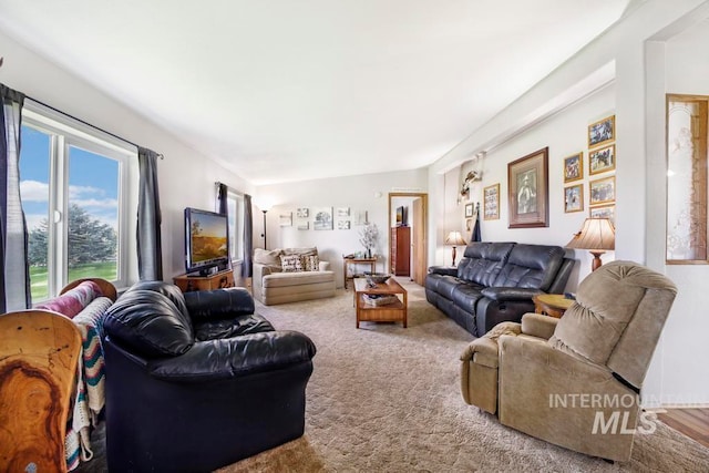 living room with light carpet