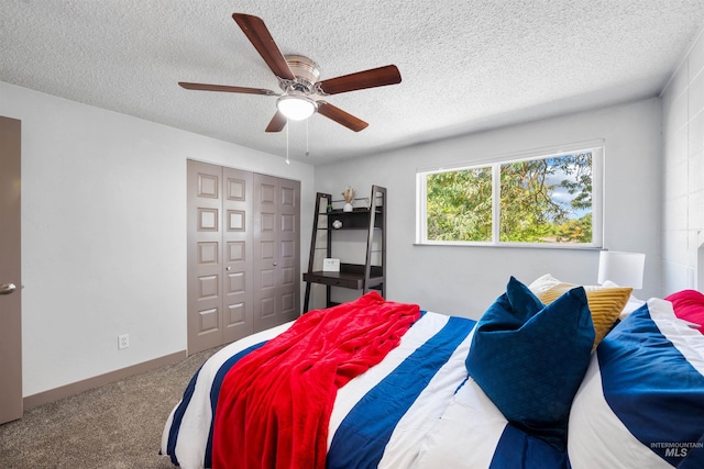 946 S Curtis Rd, Boise, ID 83705 - carpeted bedroom with a textured ceiling, a closet, and a ceiling fan