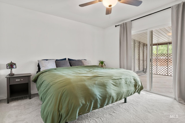 3513 7th St E, Lewiston, ID 83501 - bedroom featuring light carpet, access to outside, and a ceiling fan