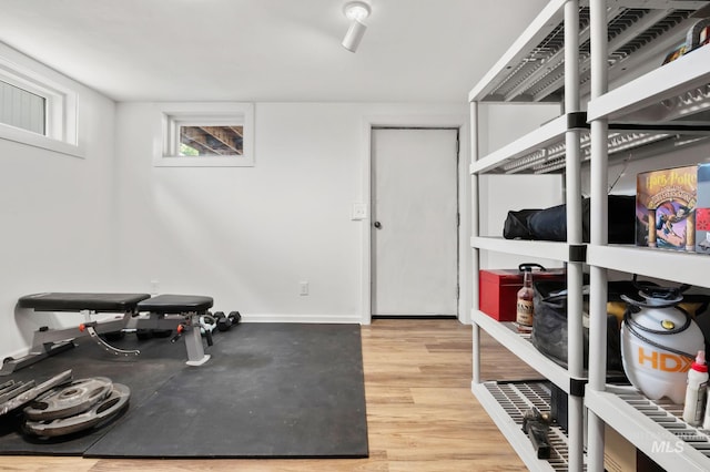 3513 7th St E, Lewiston, ID 83501 - workout room with baseboards and light wood finished floors