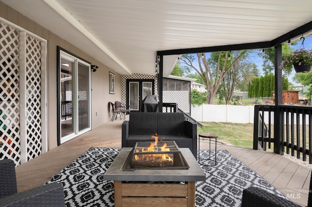 3513 7th St E, Lewiston, ID 83501 - wooden terrace featuring a fire pit