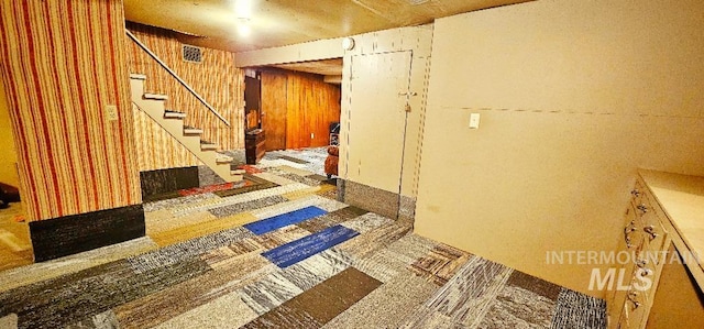 interior space featuring stairs and visible vents