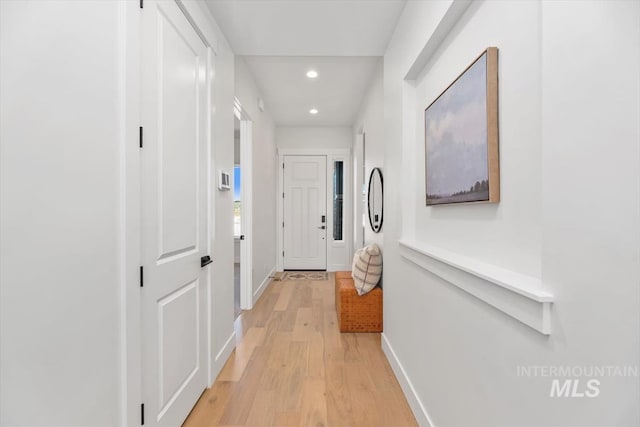 hall featuring light wood-type flooring