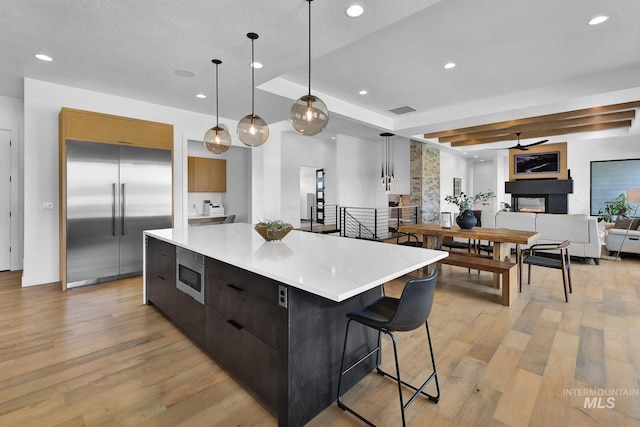 6553 S Pemberley Way, Meridian, ID 83642 - kitchen with built in appliances, modern cabinets, light wood-style flooring, and recessed lighting