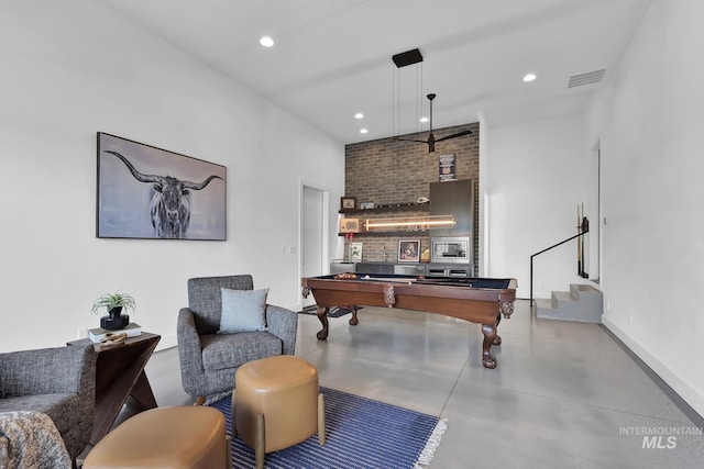 6553 S Pemberley Way, Meridian, ID 83642 - rec room with pool table, finished concrete flooring, recessed lighting, and baseboards