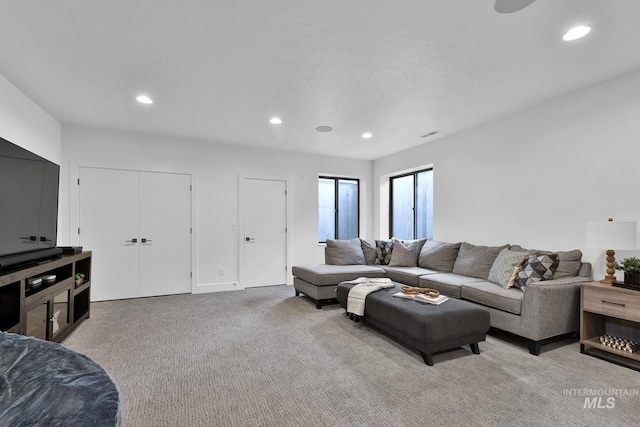 6553 S Pemberley Way, Meridian, ID 83642 - living area featuring light carpet and recessed lighting