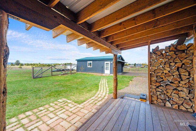 wooden deck with a gate