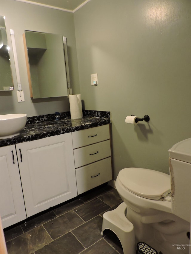 bathroom with toilet and vanity