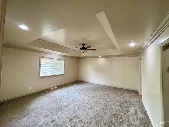 315 Shadetree Trl, Twin Falls, ID 83301 - carpeted spare room featuring a raised ceiling, ceiling fan, ornamental molding, baseboards, and recessed lighting