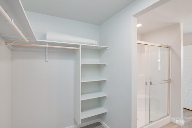 spacious closet with wood finished floors