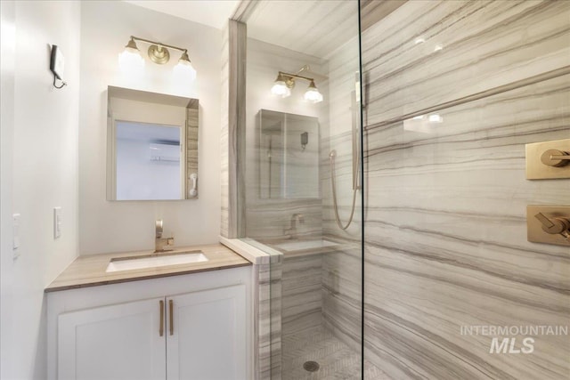 167 W Robbins, Twin Falls, ID 83301 - bathroom with vanity and tiled shower