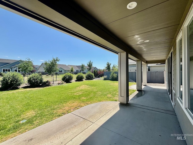 10411 Hazy Glen Dr, Nampa, ID 83687 - fenced backyard featuring a patio and a residential view