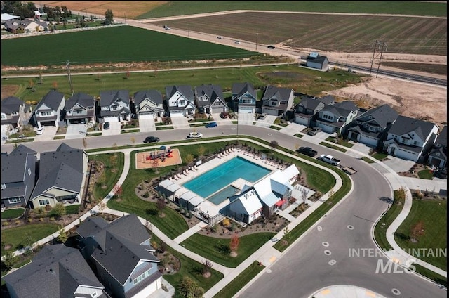 10411 Hazy Glen Dr, Nampa, ID 83687 - aerial overview of property's location with a pool area and nearby suburban area