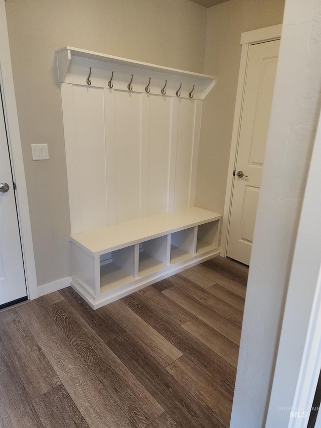 mudroom featuring dark hardwood / wood-style flooring