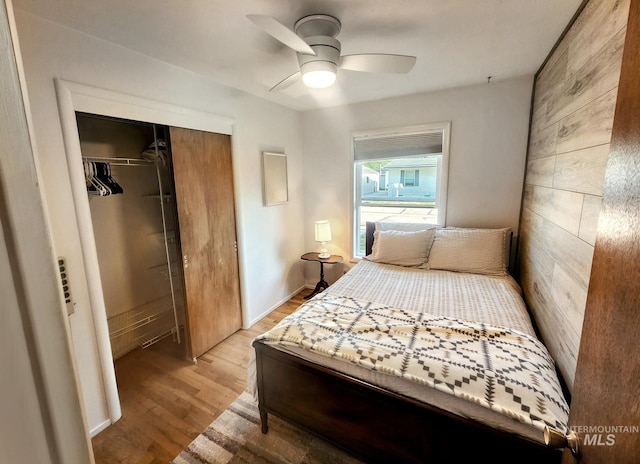 2323 W Lemhi St, Boise, ID 83705 - bedroom featuring ceiling fan, light wood-style flooring, and a closet