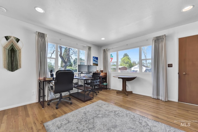 2323 W Lemhi St, Boise, ID 83705 - home office featuring baseboards, recessed lighting, and wood finished floors