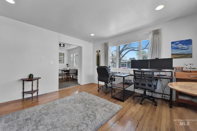 2323 W Lemhi St, Boise, ID 83705 - office with recessed lighting, baseboards, and wood finished floors