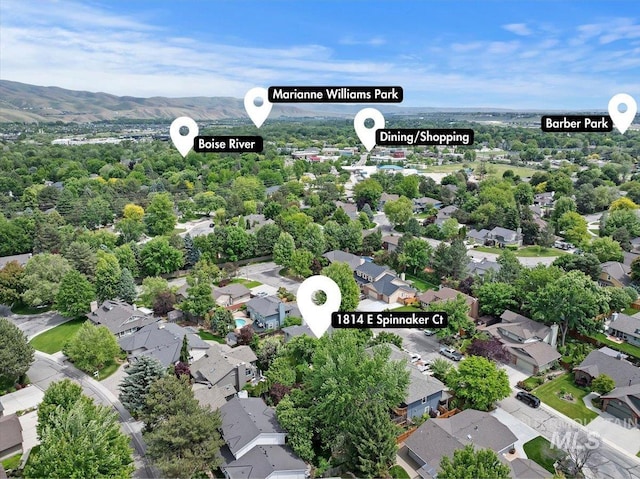 1814 E Spinnaker Ct, Boise, ID 83706 - aerial perspective of suburban area featuring a mountainous background