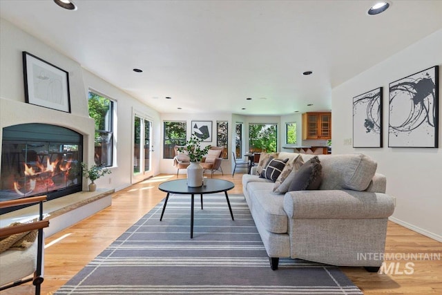 1814 E Spinnaker Ct, Boise, ID 83706 - living area featuring recessed lighting, wood finished floors, baseboards, and a glass covered fireplace