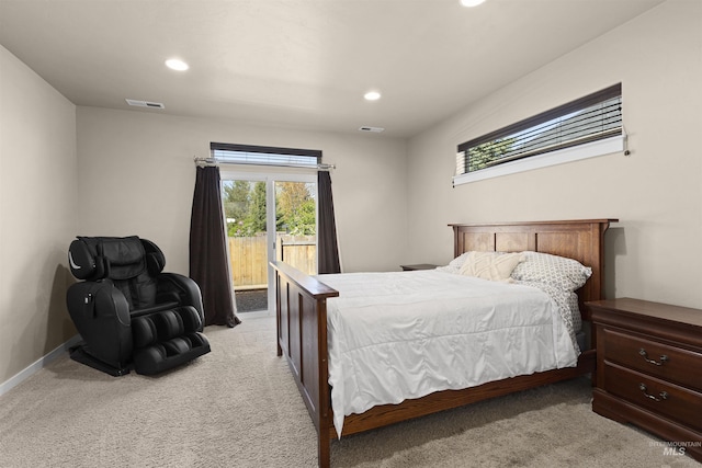 5359 N Landon Creek Pl, Meridian, ID 83646 - bedroom featuring access to outside, visible vents, recessed lighting, and carpet flooring