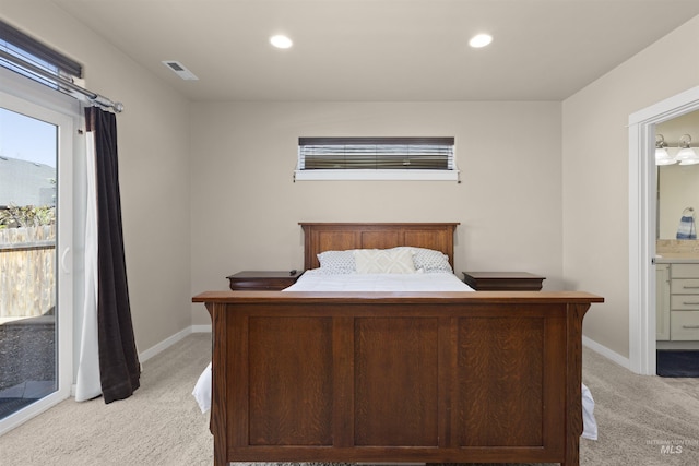 5359 N Landon Creek Pl, Meridian, ID 83646 - bedroom with recessed lighting, baseboards, visible vents, and light colored carpet