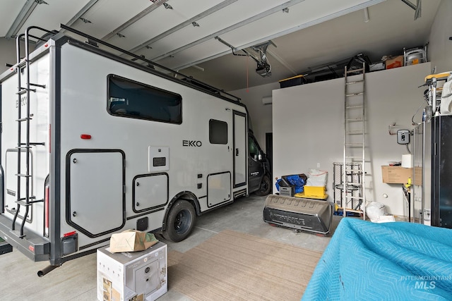 garage with a garage door opener