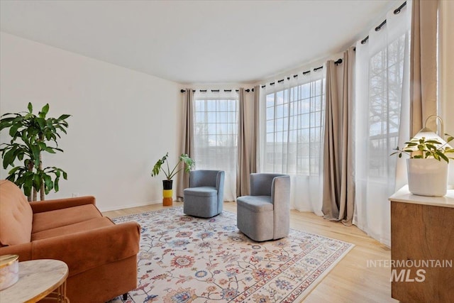 sitting room featuring light wood finished floors