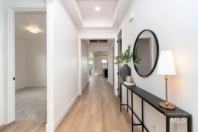 corridor featuring light hardwood / wood-style flooring