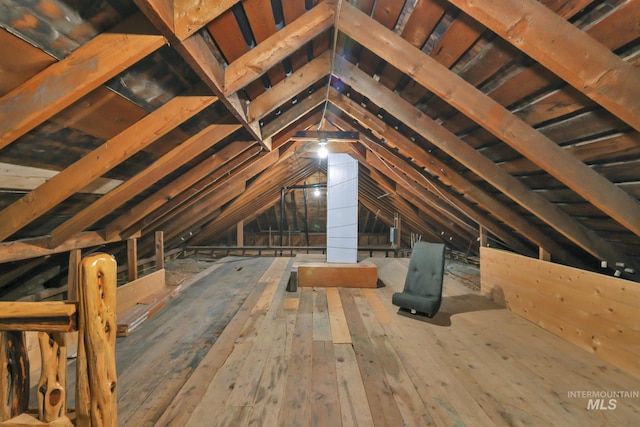 view of unfinished attic