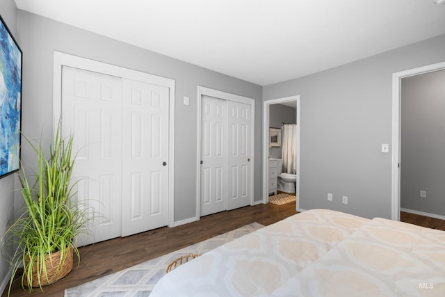 11031 W Red Maple Dr, Boise, ID 83709 - bedroom featuring multiple closets, wood finished floors, and connected bathroom