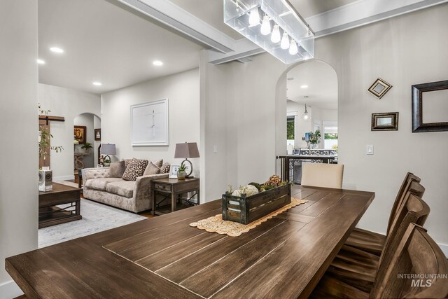 3136 S Bear Claw Way, Meridian, ID 83642 - dining area with arched walkways and recessed lighting