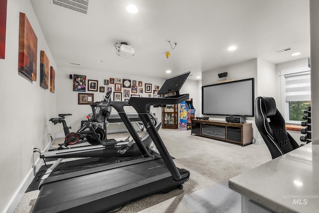 3136 S Bear Claw Way, Meridian, ID 83642 - exercise room featuring recessed lighting, baseboards, and carpet flooring
