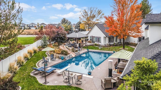 3136 S Bear Claw Way, Meridian, ID 83642 - view of pool with a gazebo, a water slide, and a patio area