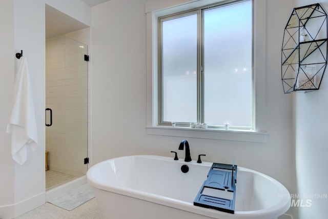 3661 S Corabell Way, Meridian, ID 83642 - full bathroom featuring a shower stall and a soaking tub