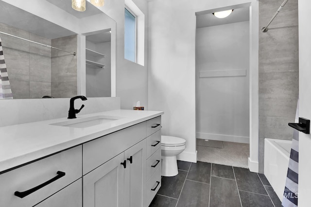 2499 E Berghan Ln, Meridian, ID 83642 - full bath featuring a shower, vanity, toilet, tile patterned floors, and a bathtub