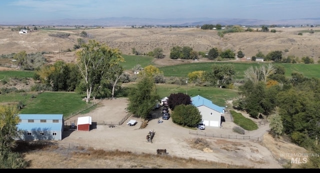drone / aerial view with a rural view