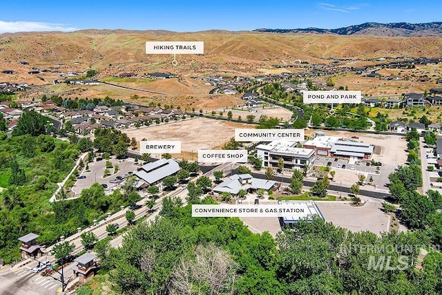 aerial view with a mountain view