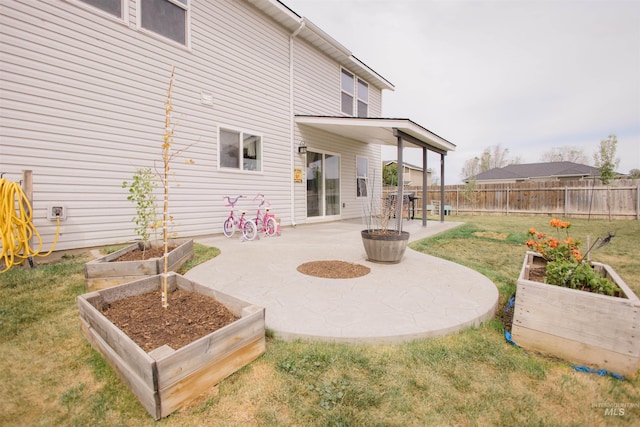 view of patio with a vegetable garden