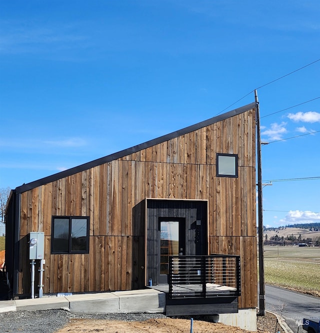 view of building exterior featuring a garage