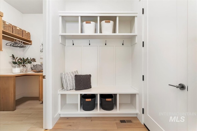 mudroom featuring light hardwood / wood-style floors