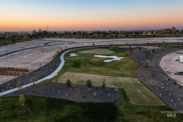 view of aerial view at dusk