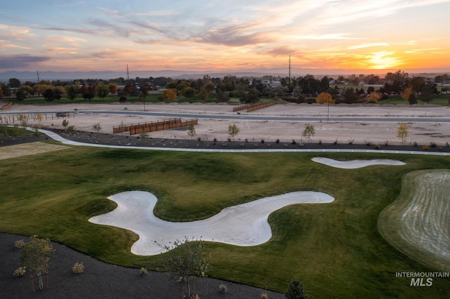 view of aerial view at dusk