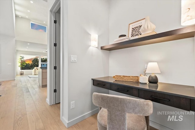 office area featuring light hardwood / wood-style flooring