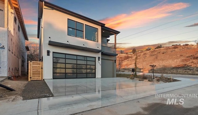 contemporary home featuring a garage